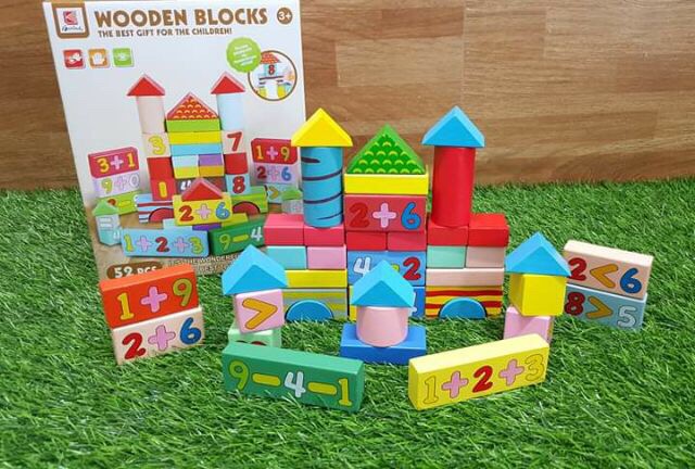 Wooden blocks 52p บล็อคไม้สร้างเมืองตัวเลข จำนวน 52 ชิ้น
